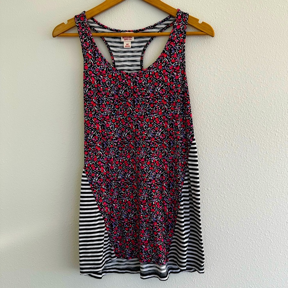 Mossimo Supply Co Floral Striped Tank Top
